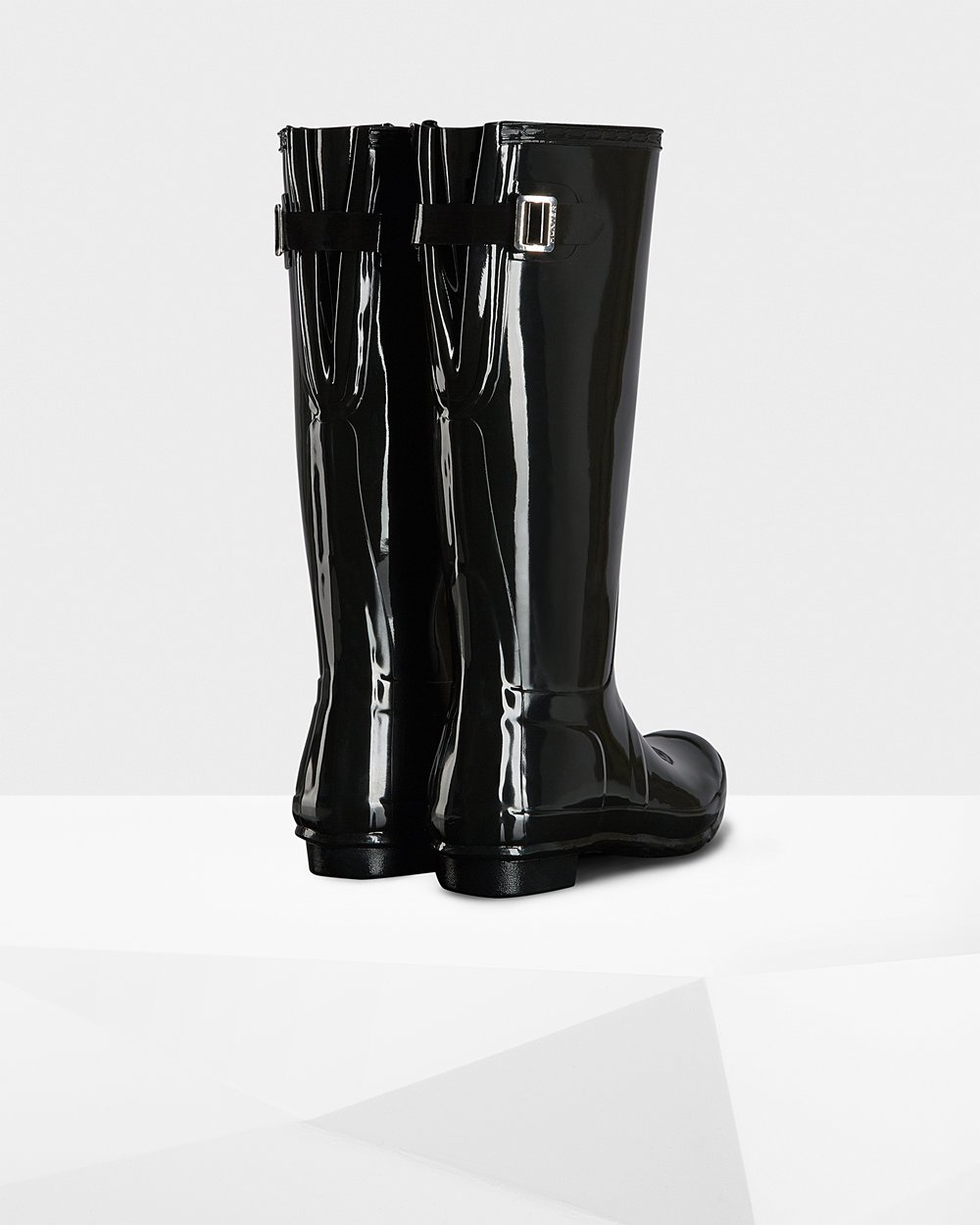 Galochas Altas Hunter Feminina Pretas - Original Back Adjustable Gloss - 62PXADTIC